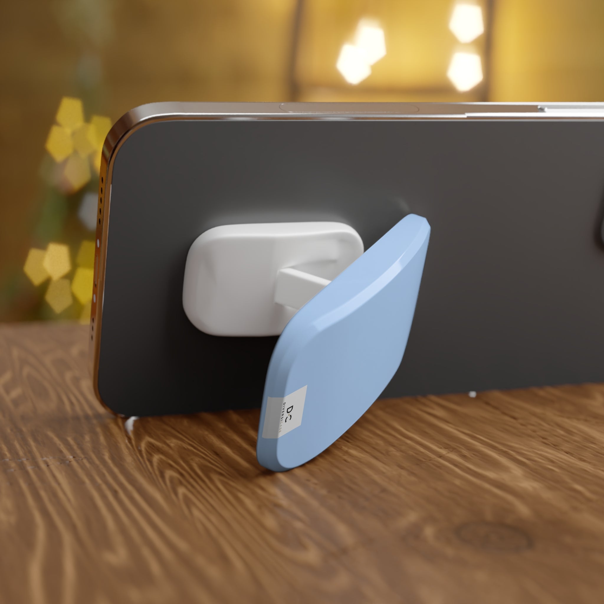 Sky Blue Phone Grip & Stand — Slim Click-On Grip